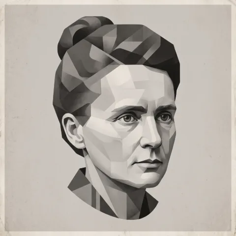 KI-Illustration: Porträt von Marie Curie